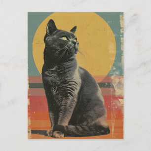 British Shorthair Cat Vintag Art Postkarte