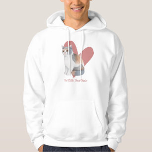 British Shorthair Cat Watercolor Kitty Pink Herz Hoodie