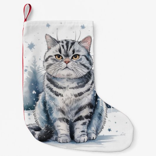 British Shorthair Cat Weihnachts-Weihnachtsfeierta Kleiner Weihnachtsstrumpf (Vorderseite)