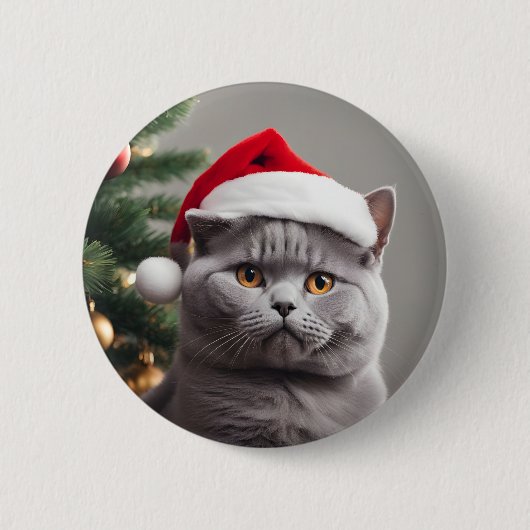 British Shorthair Christmas Button (Vorderseite)