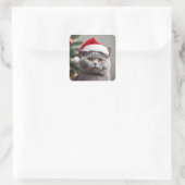 British Shorthair Christmas Quadratischer Aufkleber (Tasche)