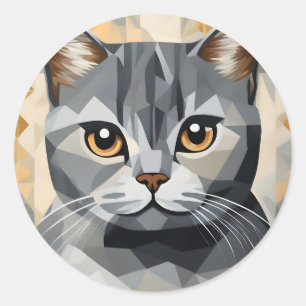 British Shorthair in Form Geometric Runder Aufkleber