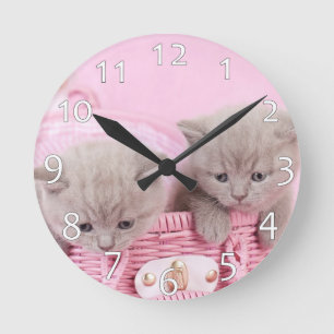 British Shorthair Kittens Runde Wanduhr