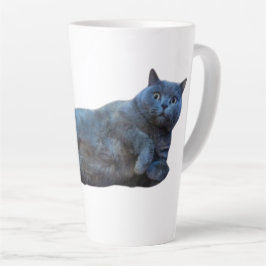 British Shorthair Kitty Cat Lay auf Seite Milchtasse
