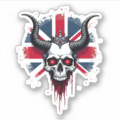 British Skull England UK Flag Premium T-Shirt (1) Aufkleber (Vorderseite)