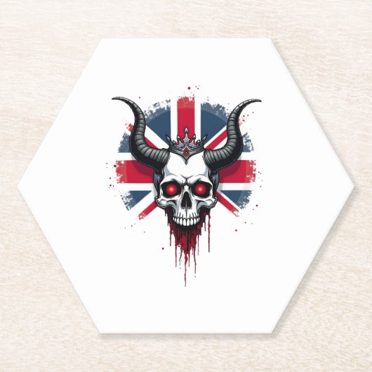 British Skull England UK Flag Premium T-Shirt (1) Untersetzer (Vorderseite)