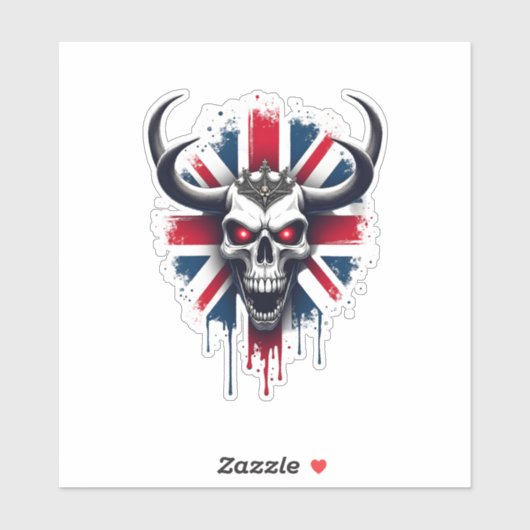 British Skull England UK Flag Premium T-Shirt (2) Aufkleber (Blatt)
