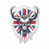 British Skull England UK Flag Premium T-Shirt (2) Aufkleber (Vorderseite)
