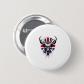 British Skull England UK Flag Premium T-Shirt (2) Button (Vorne & Hinten)