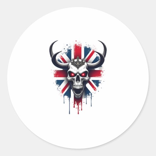 British Skull England UK Flag Premium T-Shirt (2) Runder Aufkleber (Vorderseite)