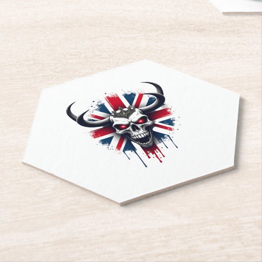 British Skull England UK Flag Premium T-Shirt (2) Untersetzer (angewinkelt)