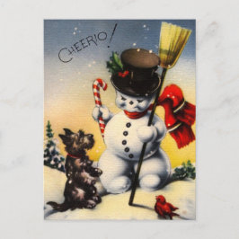 British Snowman und Scotty Hund Sprichwort "Cheeri Feiertagspostkarte