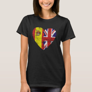 British Spanish Flags Herz Spanien Vereinigtes Kön T-Shirt