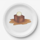 British Sticky Toffee Pudding Dessert Feinschmecke Pappteller (Vorderseite)