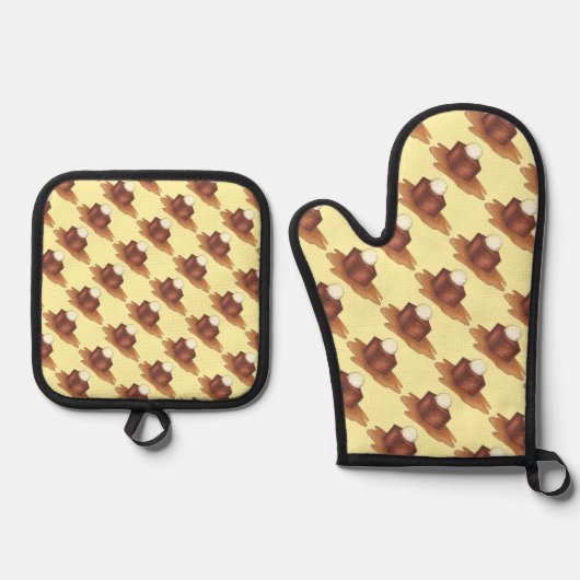 British Sticky Toffee Pudding England Feinschmecke Ofenhandschuh & Topflappen-Set (Vorderseite)