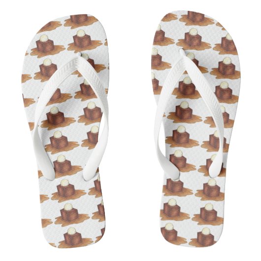 British Sticky Toffee Pudding England Flip Flops Badesandalen (Fußbett)