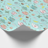 British Tee Party Teatime Teacups Teapots Muster Geschenkpapier (Ecke)
