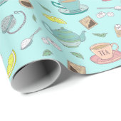 British Tee Party Teatime Teacups Teapots Muster Geschenkpapier (Rolleneckpunkt)