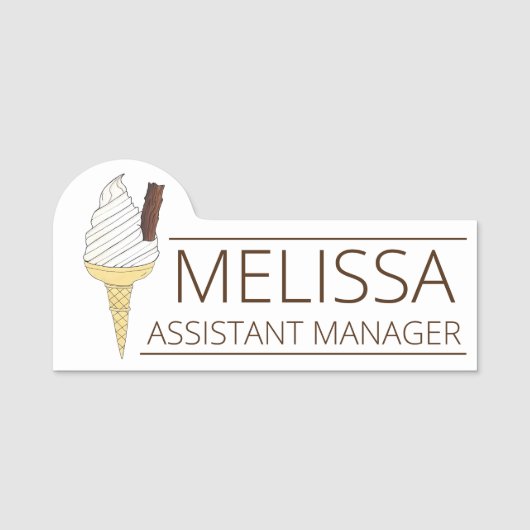 British UK Soft Serve Ice Cream Van Vanilla Cone Namensschild (Vorderseite)