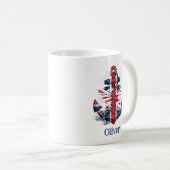 British Union Jack Anchor with Waves - Nautical Kaffeetasse (VorderseiteRechts)
