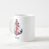 British Union Jack Anchor with Waves - Nautical Kaffeetasse (Vorderseite Links)
