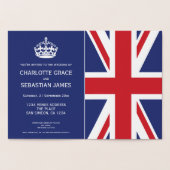 British Union Jack British Wedding Themed (blau) Folienkarte (Innenseite)