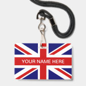 British Union Jack flag personalized name Ausweis (Vorderseite mit Schlüsselband)