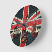 British Union Jack Flag Rock Roll Electric Guitar Runde Wanduhr (Winkel)