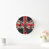 British Union Jack Flag Rock Roll Electric Guitar Runde Wanduhr (Zuhause)