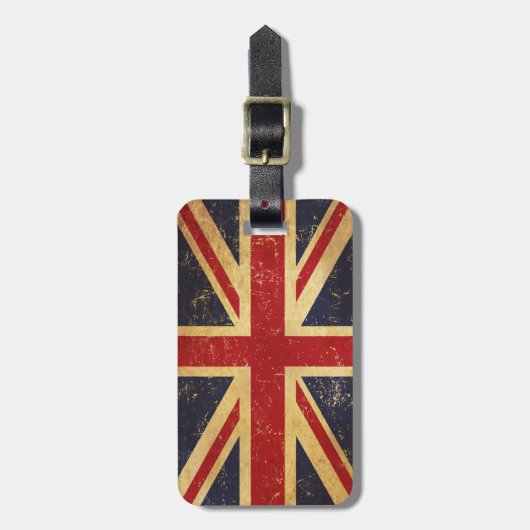 British Union Jack Flag Vintag Gepäckanhänger (Vorderseite vertikal)