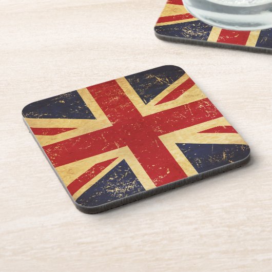 British Union Jack Flag Vintag Grunge Untersetzer (Linke Seite)