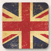 British Union Jack Flag Vintag Grunge Untersetzer (Vorderseite)