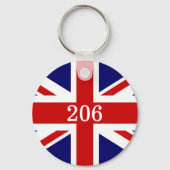 British Union Jack Flagge rund um die Zimmernummer Schlüsselanhänger (Rückseite)