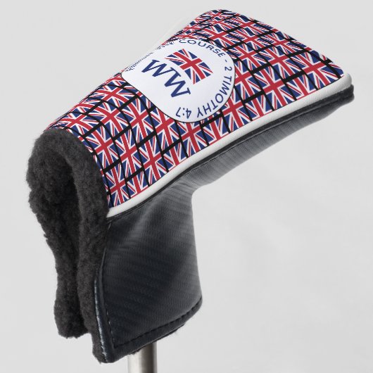 British Union Jack UK MONOGRAM Putter Golf Headcover (3/4 Vorderseite)