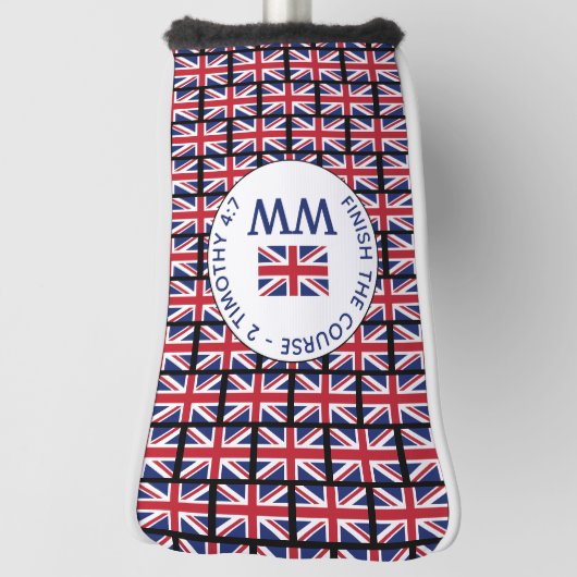 British Union Jack UK MONOGRAM Putter Golf Headcover (Rotieren 90)