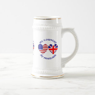 British USA Herzflags Country Heritage Bierglas