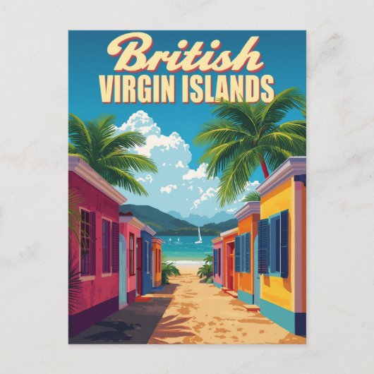 British Virgin Islands Vintage Travel Art Postkarte (Vorderseite)