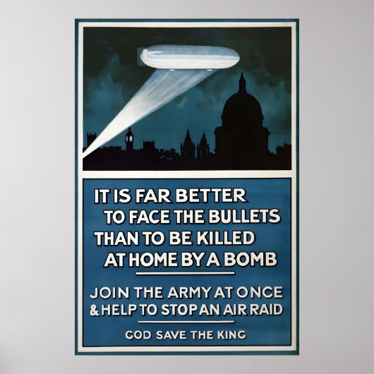 British WWI Propaganda Poster Zeppelin warning Art (Vorne)
