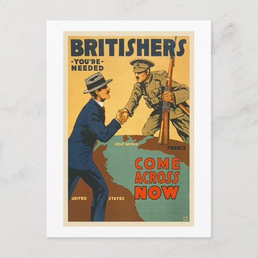 Britishers kommen jetzt über die britische Propaga Postkarte (Vorderseite)