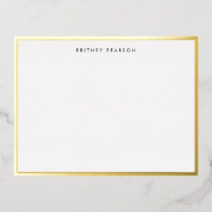 Britney Gold Foil Border Personalisiert Stationery Folie Einladungspostkarte
