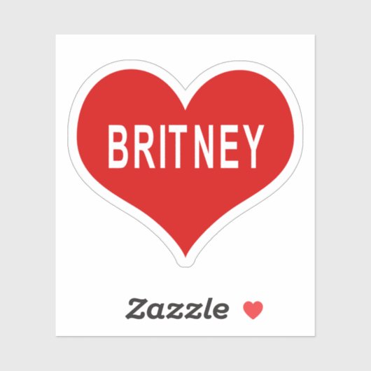 BRITNEY NAME Red Liebe Heart Vinyl Sticker (Blatt)