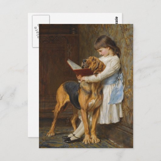 Briton Riviere - Lektüre, Pflichtschulbildung Postkarte (Vorne/Hinten)