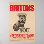 Britons Lord Kitchener Will Ihnen WWI-Propaganda Poster (Vorne)
