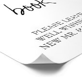 Brittany Black Calligraphy Wedding Guest Book Sign Poster (Ecke)