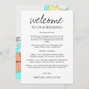 Brittany Calligrafy Welcome Letter & Map Einladung