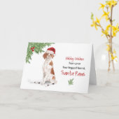 Brittany Christmas From Dog in Funny Santa Hat Karte (Gelbe Blume)