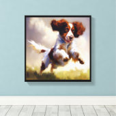 Brittany Dog Leinwanddruck (Insitu (Holzboden))