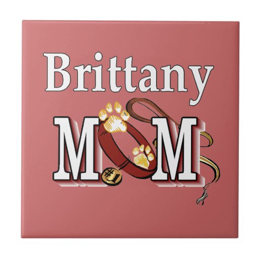 Brittany Dog MAMA Fliese (Vorderseite)