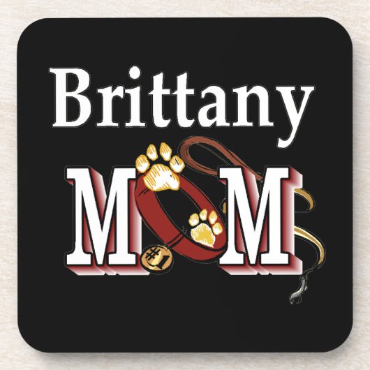 Brittany Dog MAMA Getränkeuntersetzer (Vorderseite)