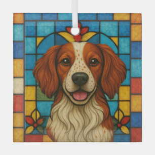 Brittany Dog "Stains Glass" Ornament Aus Glas